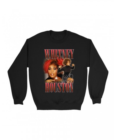 Whitney Houston Sweatshirt | Red Collage Design Sweatshirt $6.92 Sweatshirts