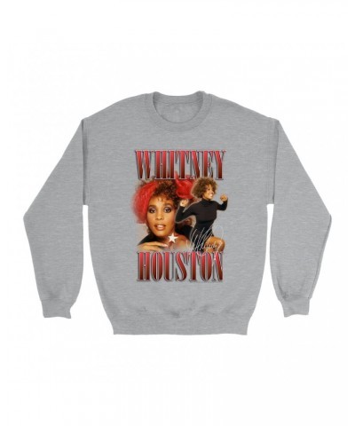 Whitney Houston Sweatshirt | Red Collage Design Sweatshirt $6.92 Sweatshirts