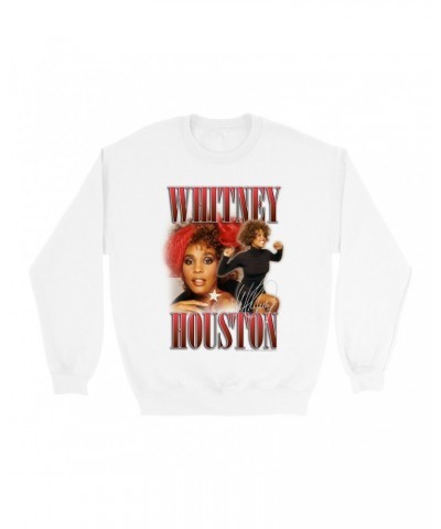 Whitney Houston Sweatshirt | Red Collage Design Sweatshirt $6.92 Sweatshirts