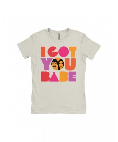 Sonny & Cher Ladies' Boyfriend T-Shirt | I Got You Babe Bright Logo Image Shirt $6.62 Shirts