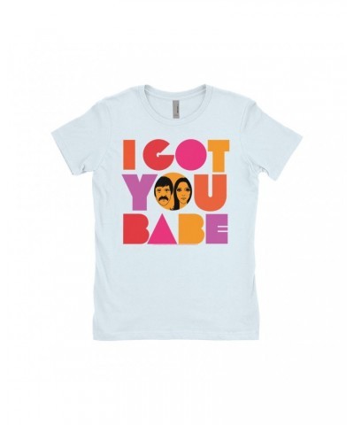 Sonny & Cher Ladies' Boyfriend T-Shirt | I Got You Babe Bright Logo Image Shirt $6.62 Shirts