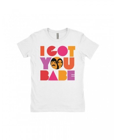 Sonny & Cher Ladies' Boyfriend T-Shirt | I Got You Babe Bright Logo Image Shirt $6.62 Shirts