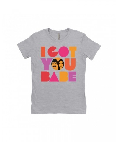 Sonny & Cher Ladies' Boyfriend T-Shirt | I Got You Babe Bright Logo Image Shirt $6.62 Shirts