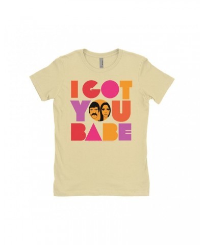 Sonny & Cher Ladies' Boyfriend T-Shirt | I Got You Babe Bright Logo Image Shirt $6.62 Shirts