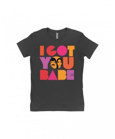 Sonny & Cher Ladies' Boyfriend T-Shirt | I Got You Babe Bright Logo Image Shirt $6.62 Shirts