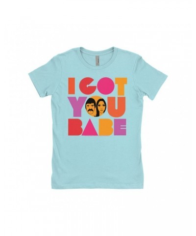 Sonny & Cher Ladies' Boyfriend T-Shirt | I Got You Babe Bright Logo Image Shirt $6.62 Shirts