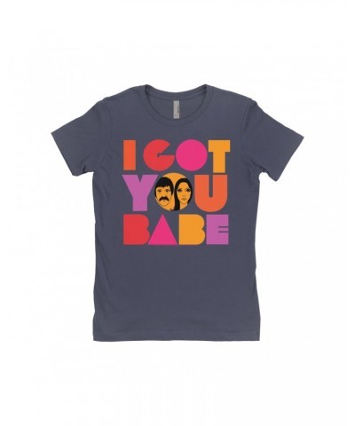 Sonny & Cher Ladies' Boyfriend T-Shirt | I Got You Babe Bright Logo Image Shirt $6.62 Shirts