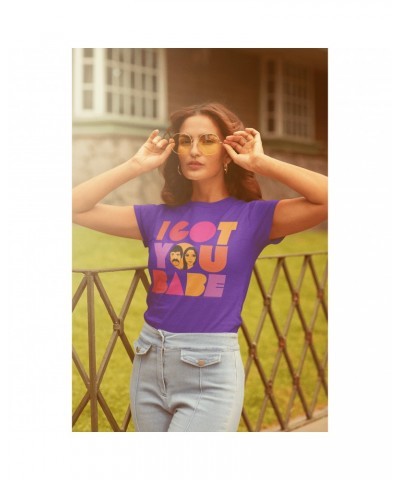 Sonny & Cher Ladies' Boyfriend T-Shirt | I Got You Babe Bright Logo Image Shirt $6.62 Shirts