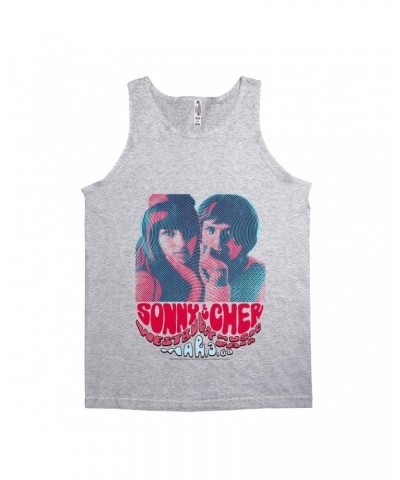 Sonny & Cher Unisex Tank Top | Westbury Music Fair Red Psychedelic Flyer Shirt $7.37 Shirts