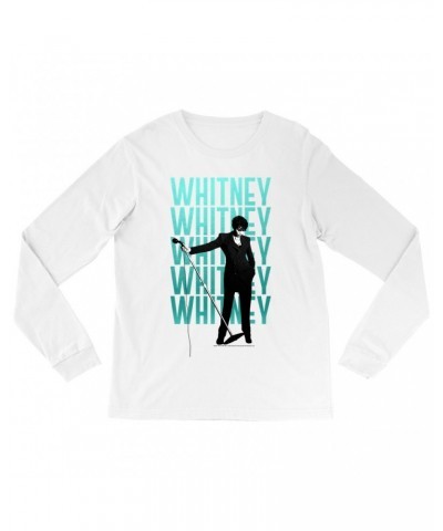 Whitney Houston Long Sleeve Shirt | Voice Music Truth Ombre Turquoise Image Shirt $9.67 Shirts