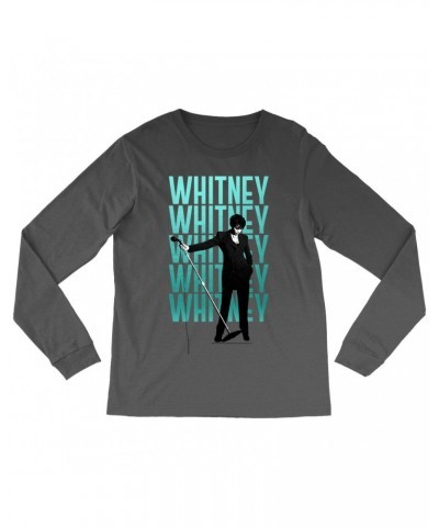 Whitney Houston Long Sleeve Shirt | Voice Music Truth Ombre Turquoise Image Shirt $9.67 Shirts