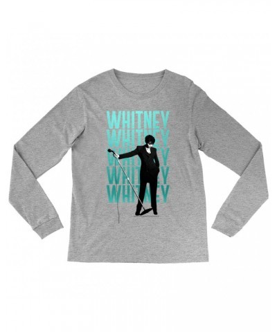 Whitney Houston Long Sleeve Shirt | Voice Music Truth Ombre Turquoise Image Shirt $9.67 Shirts