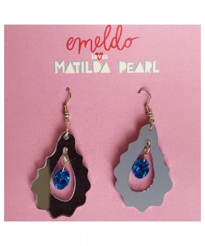 Matilda Pearl X Emeldo Earrings (Mirror/Blue) $31.70 Clothes