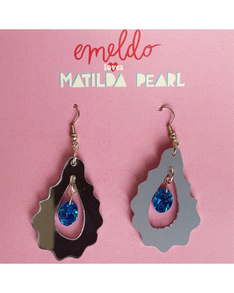 Matilda Pearl X Emeldo Earrings (Mirror/Blue) $31.70 Clothes