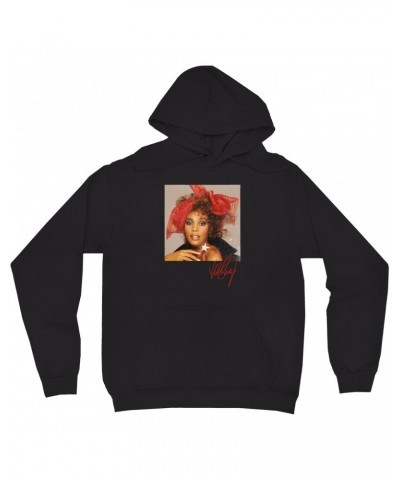 Whitney Houston Hoodie | Whitney Red Star Photo With Signature Distressed Hoodie $7.01 Sweatshirts