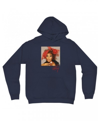 Whitney Houston Hoodie | Whitney Red Star Photo With Signature Distressed Hoodie $7.01 Sweatshirts