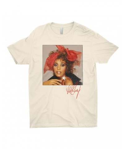 Whitney Houston T-Shirt | Whitney Red Star Photo With Signature Distressed Shirt $4.96 Shirts