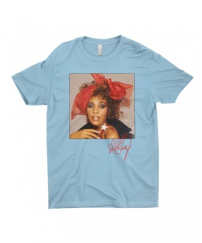 Whitney Houston T-Shirt | Whitney Red Star Photo With Signature Distressed Shirt $4.96 Shirts