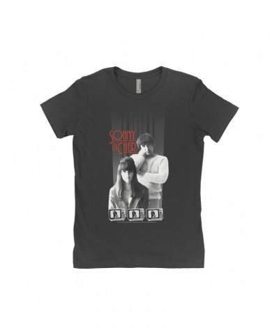 Sonny & Cher Ladies' Boyfriend T-Shirt | Mod TV Black And White Image Shirt $17.15 Shirts