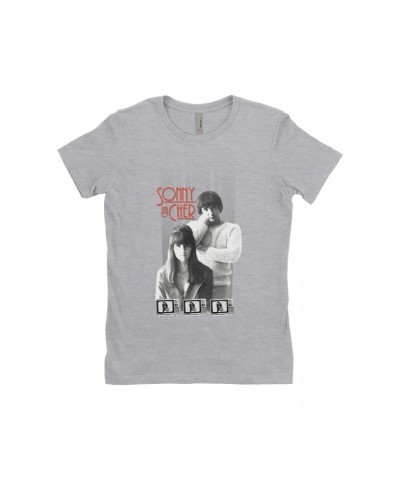 Sonny & Cher Ladies' Boyfriend T-Shirt | Mod TV Black And White Image Shirt $17.15 Shirts