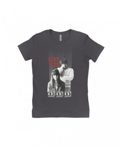 Sonny & Cher Ladies' Boyfriend T-Shirt | Mod TV Black And White Image Shirt $17.15 Shirts