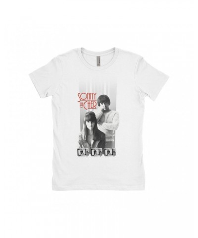 Sonny & Cher Ladies' Boyfriend T-Shirt | Mod TV Black And White Image Shirt $17.15 Shirts