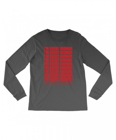 Whitney Houston Long Sleeve Shirt | I'm Every Woman Repeating Red Shirt $6.76 Shirts