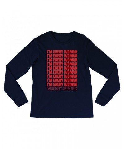 Whitney Houston Long Sleeve Shirt | I'm Every Woman Repeating Red Shirt $6.76 Shirts