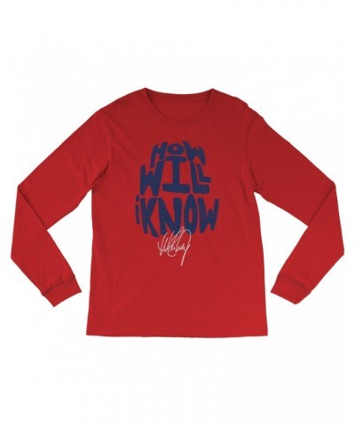 Whitney Houston Long Sleeve Shirt | How Will I Know Navy Design Distressed Shirt $8.25 Shirts