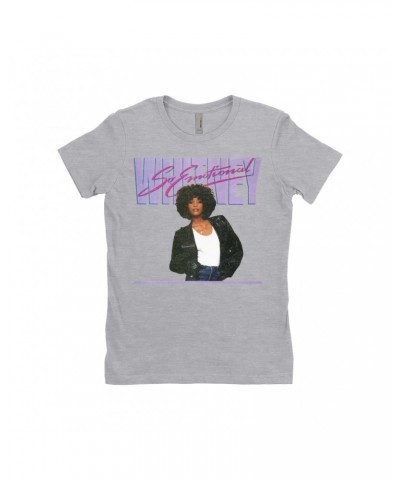 Whitney Houston Ladies' Boyfriend T-Shirt | So Emotional Album Cover Design Distressed Shirt $6.57 Shirts